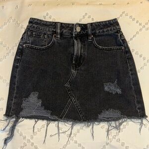 Pacsun Distressed Black Denim Skirt